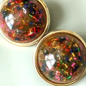 Vintage Bead Filled Clip on Earrings